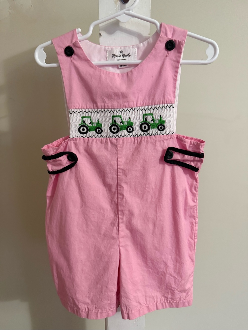 Marie Nicole Smocked Tractor Romper